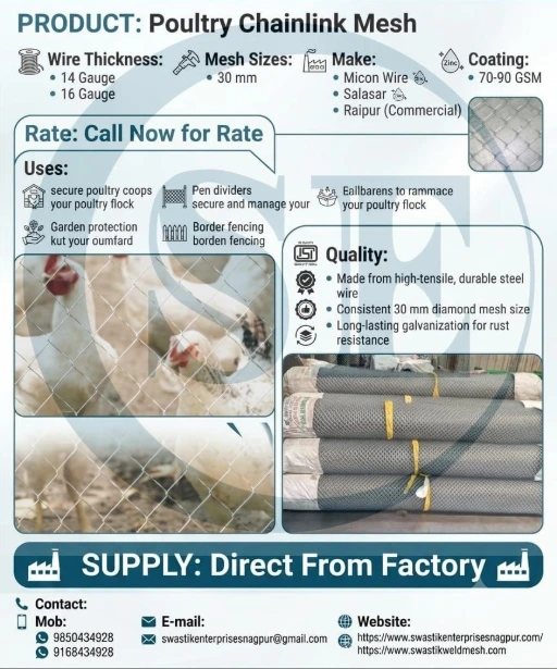 Galvanised chainlink mesh roll stock